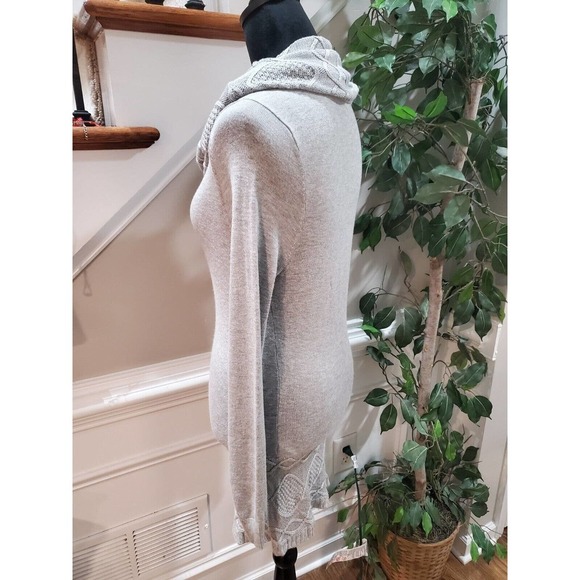 Venus Women's Gray Cowl Neck Long Raglan Sleeve Casual Knee Length Dress Small - Picture 6 of 13